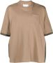 Sacai T-shirt met colourblocking Bruin - Thumbnail 1