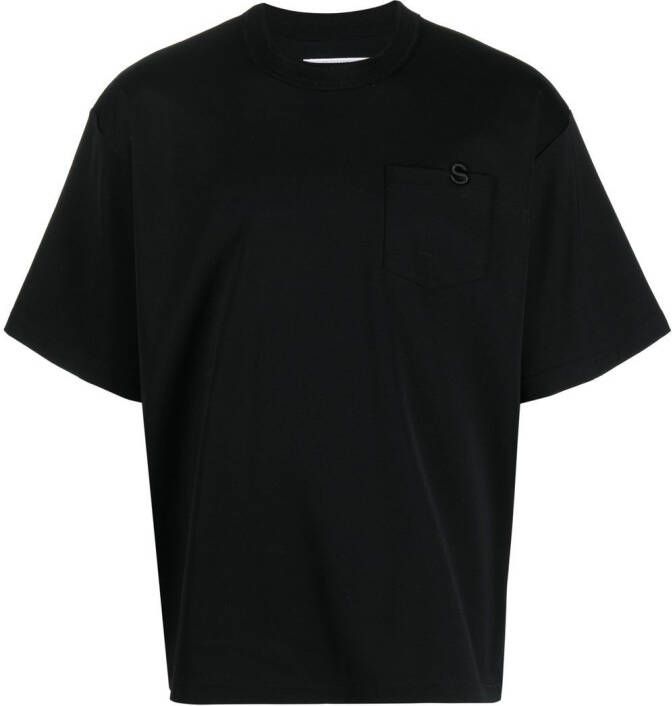 Sacai T-shirt met geborduurd logo Zwart