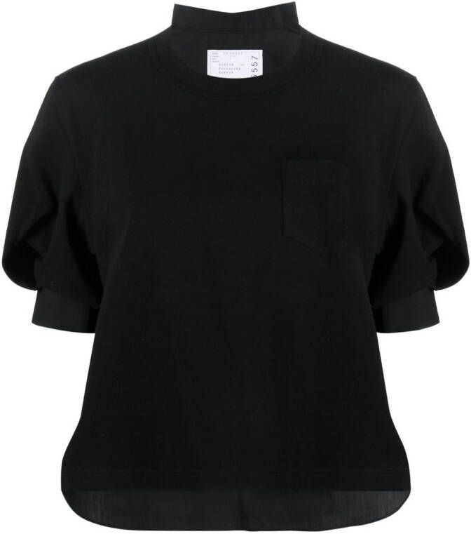Sacai T-shirt met pofmouwen Zwart