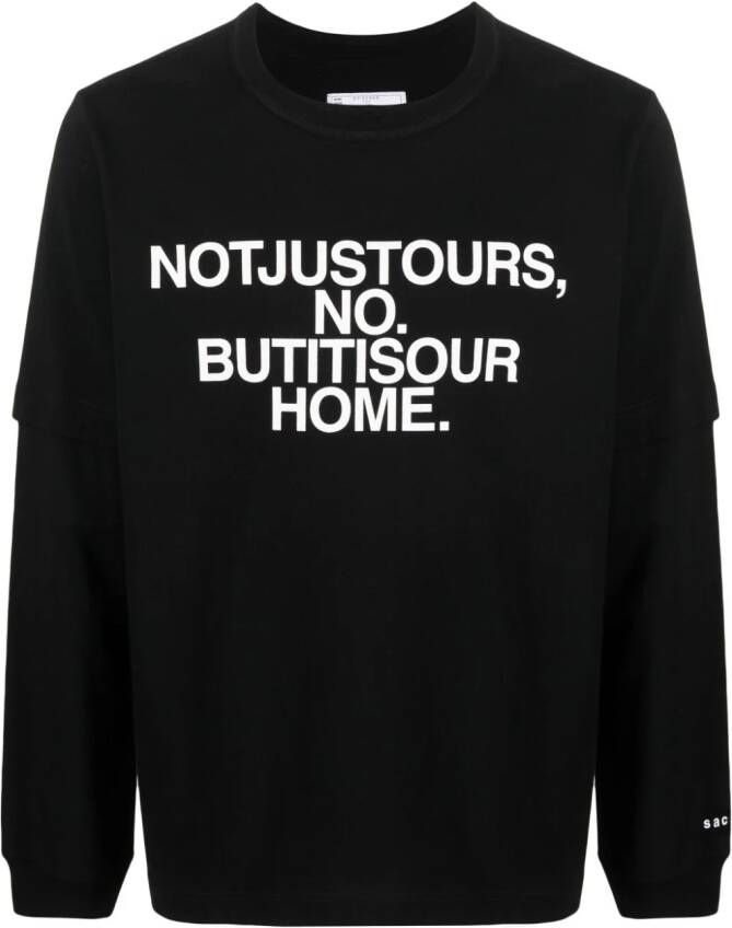 Sacai T-shirt met tekst Zwart