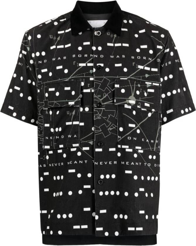 Sacai x Interstellar overhemd met geometrische print Zwart
