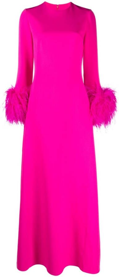 Safiyaa Maxi-jurk met afwerking van veren Roze