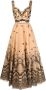 Saiid Kobeisy Jurk met geborduurde bloemen Beige - Thumbnail 1