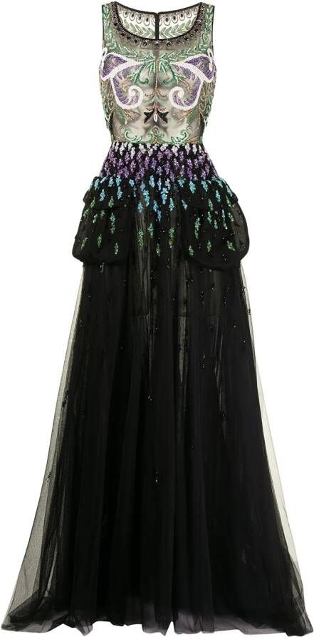 Saiid Kobeisy Maxi-jurk met kralen Zwart