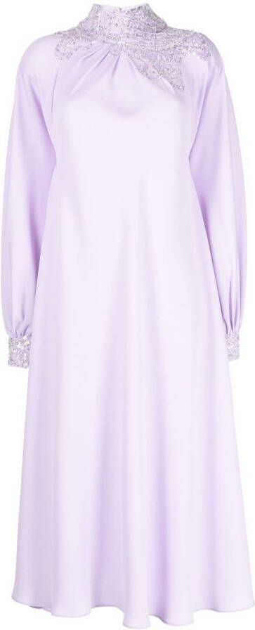 Saiid Kobeisy Midi-jurk met hoge hals Paars