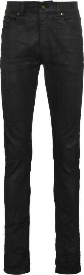 Saint Laurent black coated skinny jeans heren katoen Spandex Elastane 29 Zwart