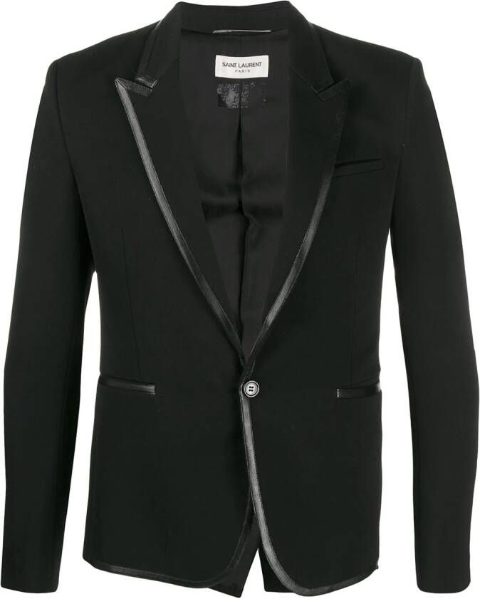 Saint Laurent Blazer met contrasterende afwerking Zwart