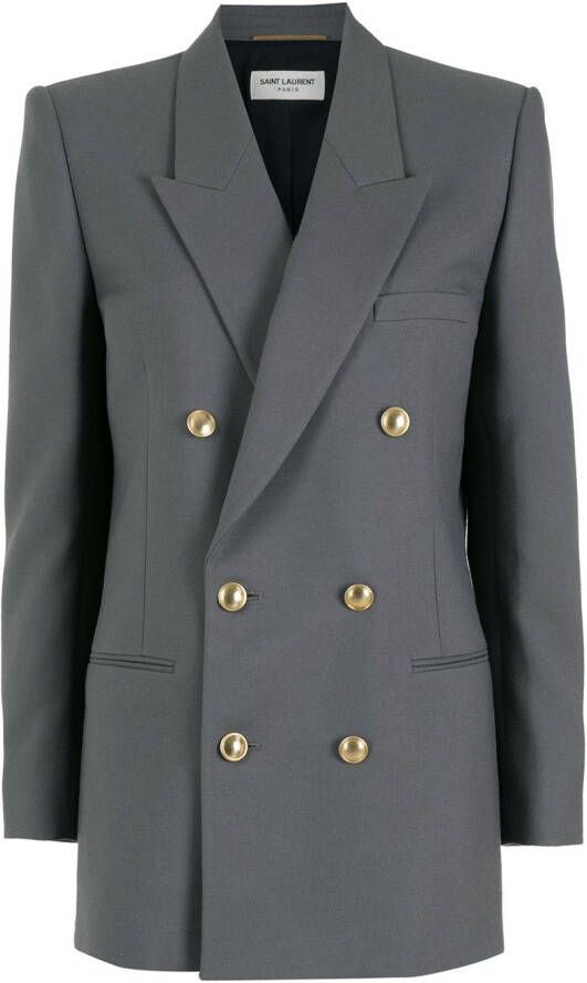 Saint Laurent Blazer met dubbele rij knopen Grijs