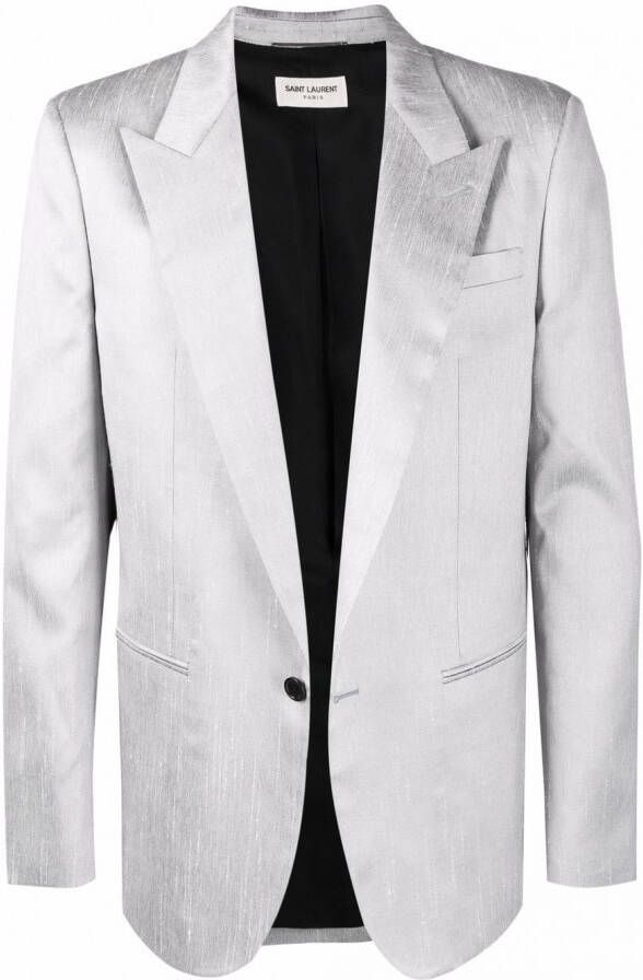 Saint Laurent Blazer met enkele rij knopen Grijs