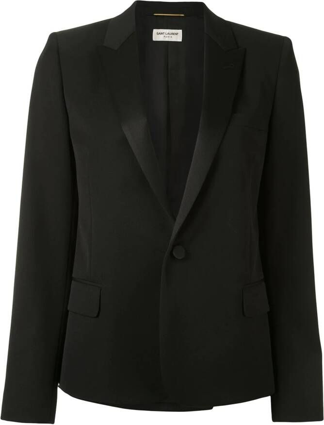 Saint Laurent Blazer met enkele rij knopen Zwart