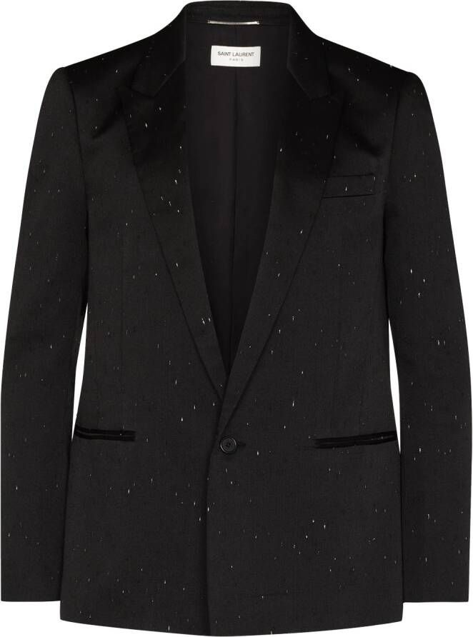 Saint Laurent Blazer met gekrast detail Zwart
