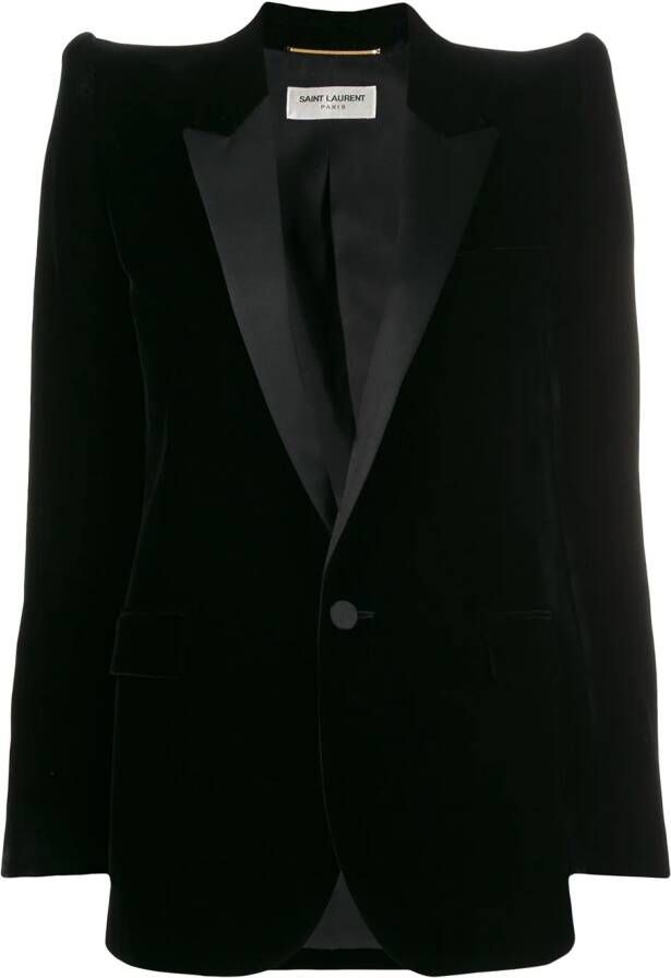 Saint Laurent Blazer met oversized schouders Zwart