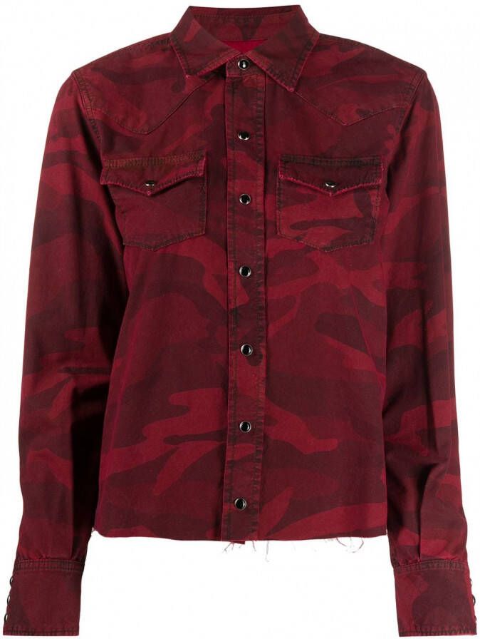 Saint Laurent Blouse met camouflageprint Rood