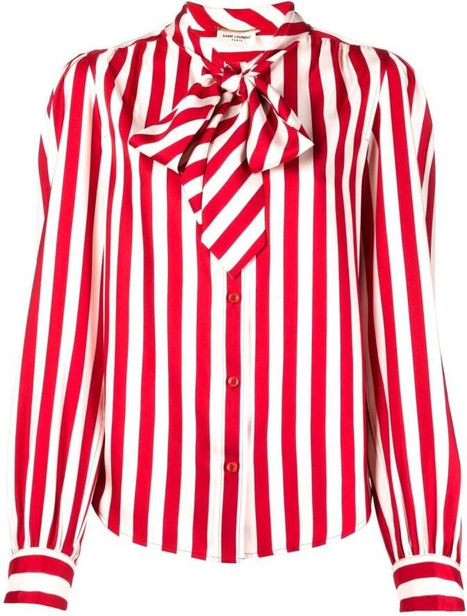 Saint Laurent Blouse met krijtstreep Rood