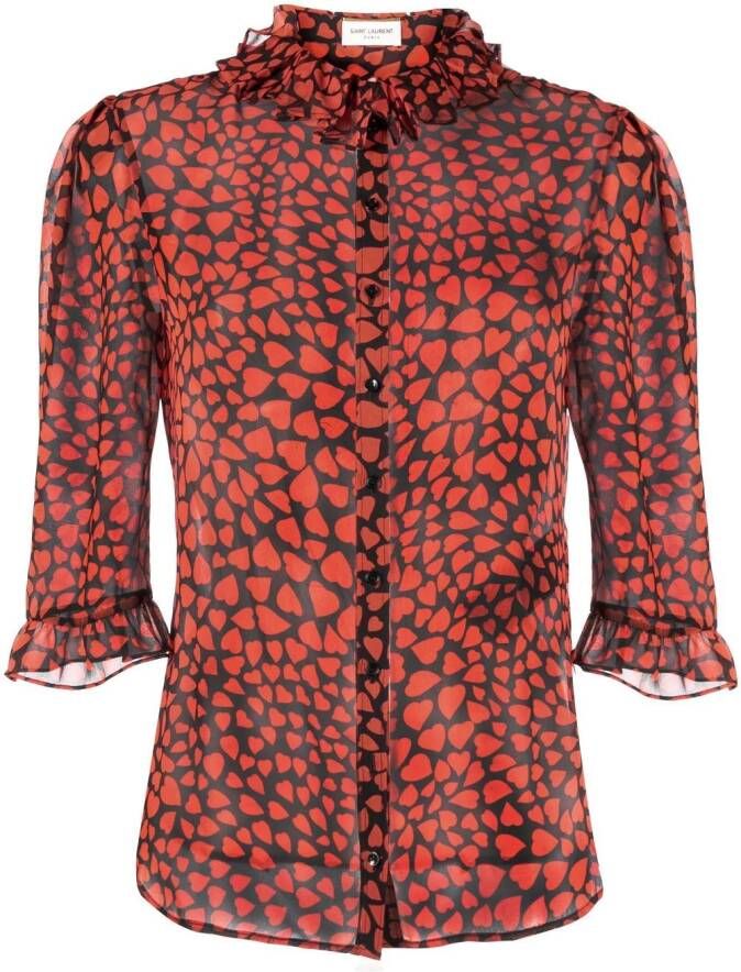 Saint Laurent Blouse met hartprint Rood