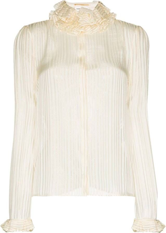 Saint Laurent Blouse met ruches Beige