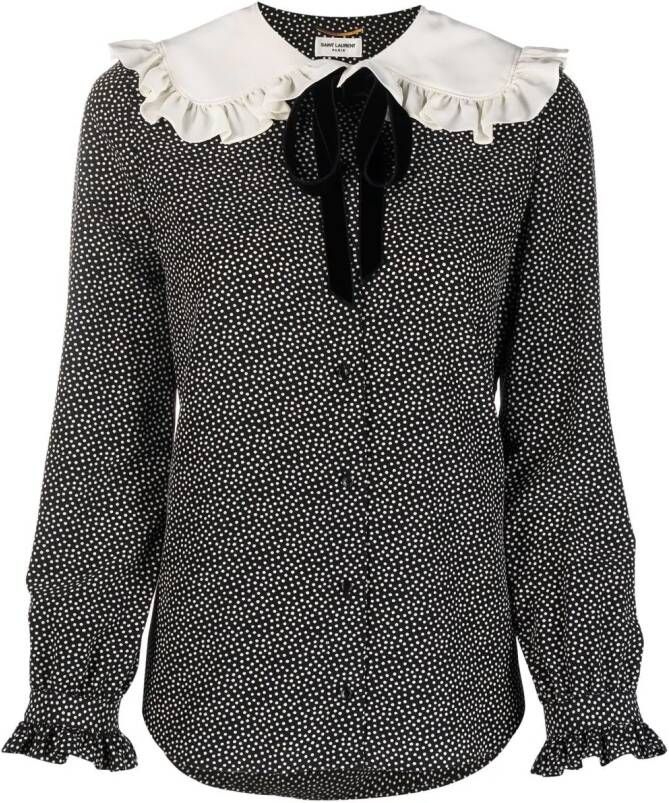 Saint Laurent Blouse met stippen Zwart