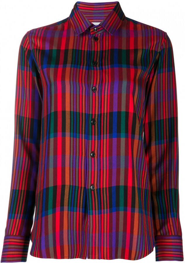 Saint Laurent Blouse met tartan ruit Rood
