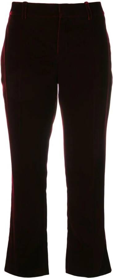 Saint Laurent Burgundy Mid rise flared velvet trousers Rood