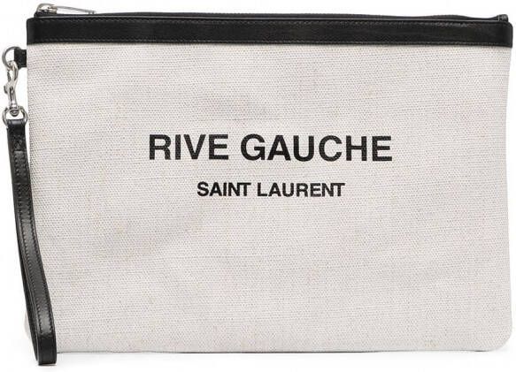 Saint Laurent Clutch met logoprint Wit