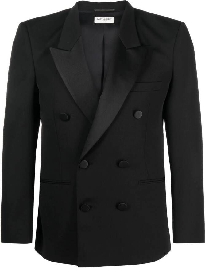 Saint Laurent Colbert met dubbele rij knopen Zwart