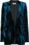 Saint Laurent crinkled velvet one-button blazer Blauw - Thumbnail 1