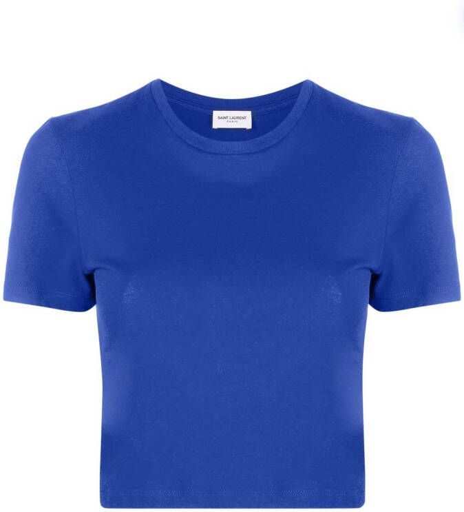 Saint Laurent Cropped T-shirt Blauw