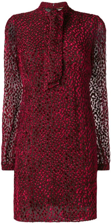 Saint Laurent Devoré mini jurk Rood