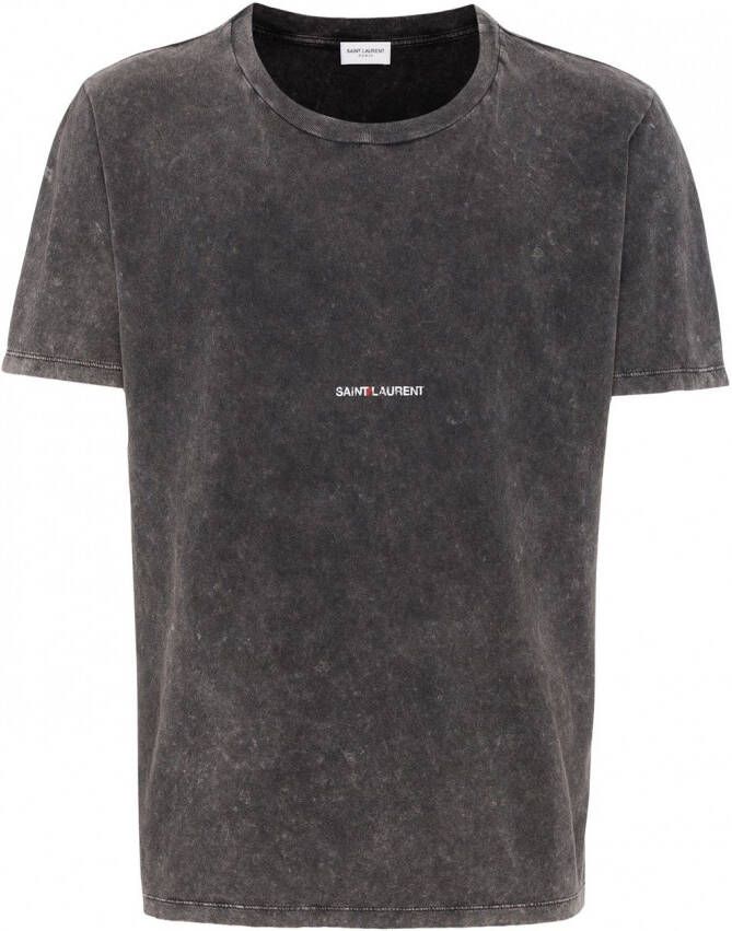 Saint Laurent distressed logo T-shirt Zwart