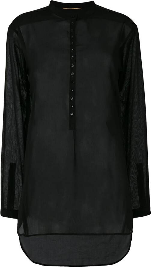 Saint Laurent doorschijnend shirt met lange mouwen Zwart