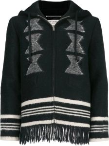 Saint Laurent embroidered fringed hoodie Zwart