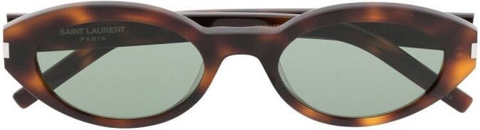 Saint Laurent Eyewear Bril met schildpadschild design Bruin