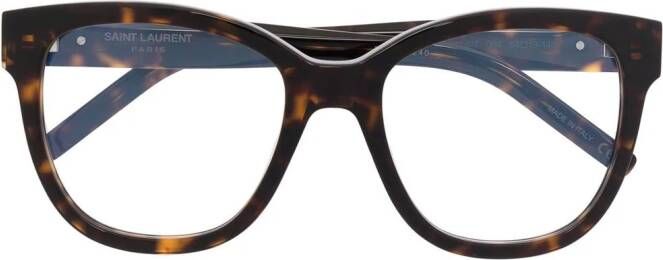 Saint Laurent Eyewear Bril met schildpadschild design Bruin