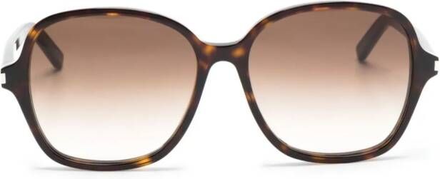 Saint Laurent Eyewear Zonnebril met rond montuur Bruin