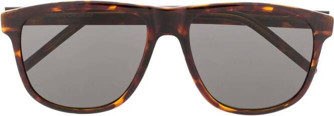 Saint Laurent Eyewear Signature zonnebril met vierkant montuur Bruin
