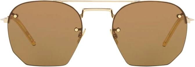 Saint Laurent Eyewear Zonnebril met dubbele neusbrug Bruin