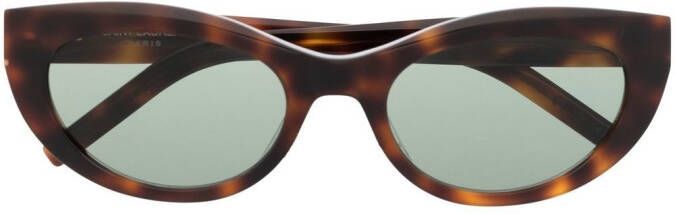 Saint Laurent Eyewear Zonnebril met logoplakkaat Bruin
