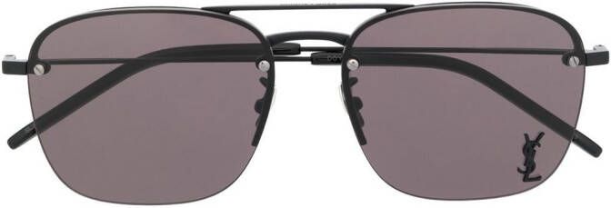 Saint Laurent Eyewear Zonnebril met logoplakkaat Zwart