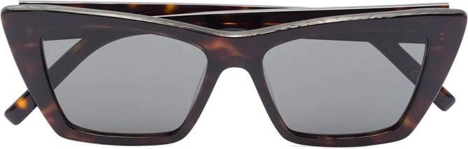 Saint Laurent Eyewear Zonnebril met rechthoekig montuur Bruin