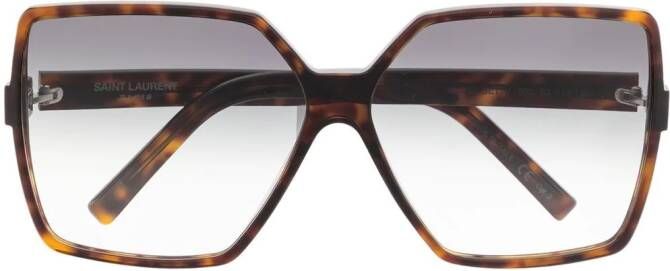 Saint Laurent Eyewear Zonnebril met schilpadschild design Bruin
