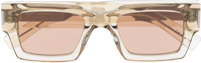 Saint Laurent Eyewear Zonnebril met vierkant montuur Beige