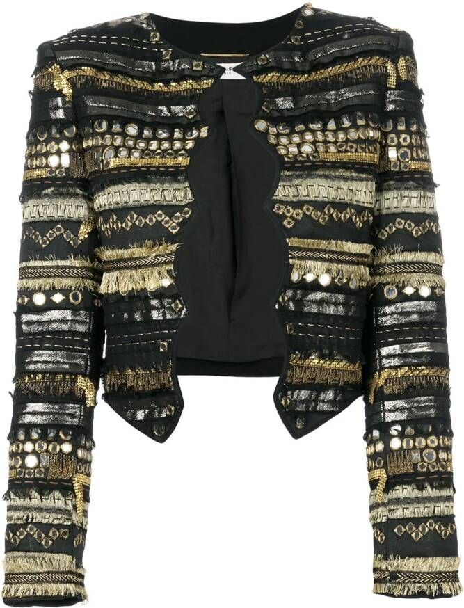Saint Laurent geborduurd getailleerd jasje Zwart