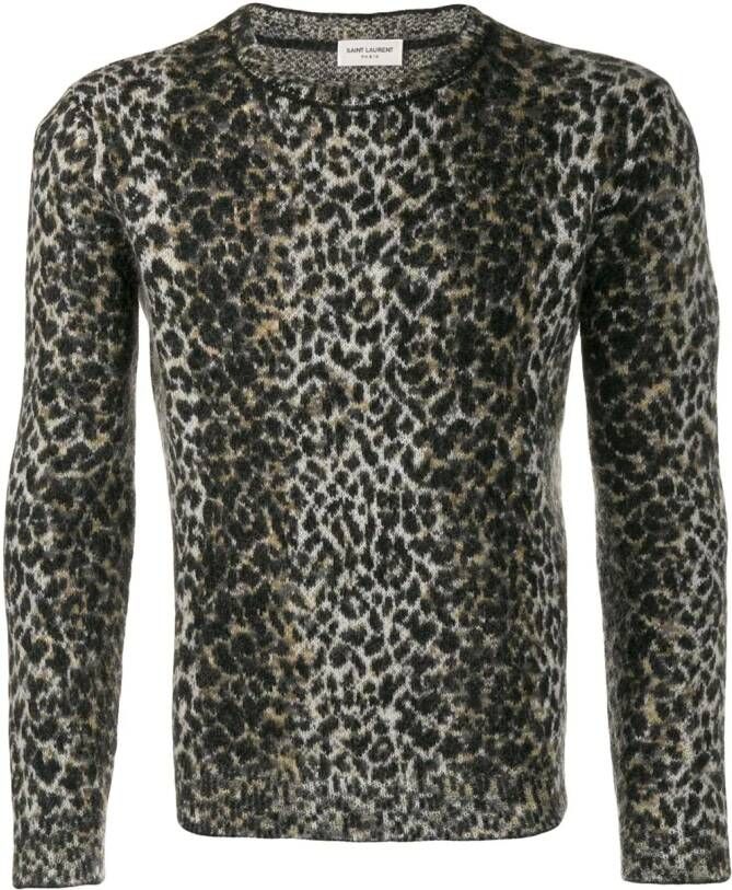Saint Laurent Gebreide trui heren wol mohair polyamide XL Beige