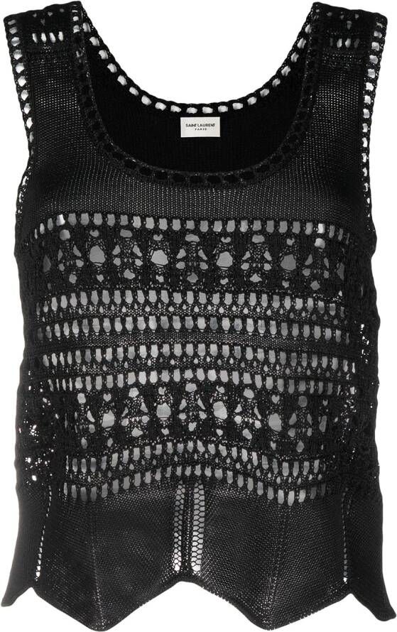 Saint Laurent Gehaakte tanktop Zwart