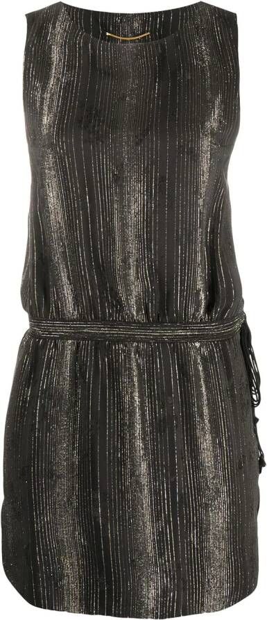 Saint Laurent Gestreepte mini-jurk Zwart