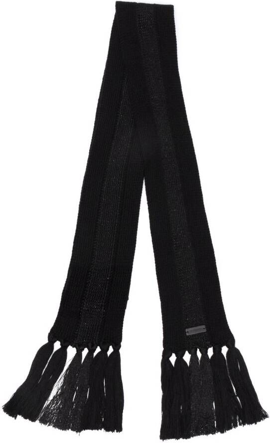 Saint Laurent Gestreepte sjaal Zwart