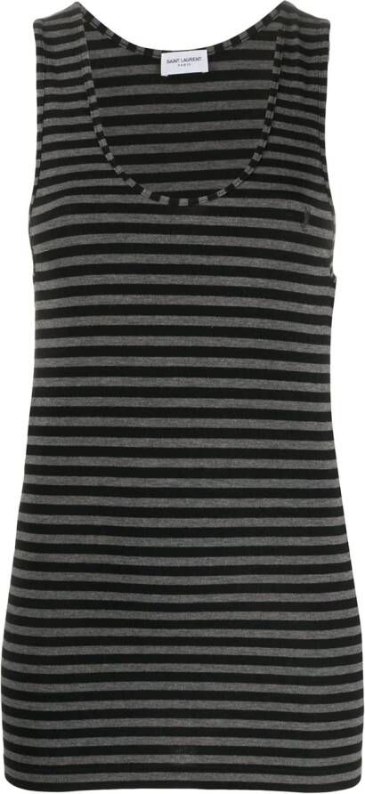 Saint Laurent Gestreepte tanktop Grijs