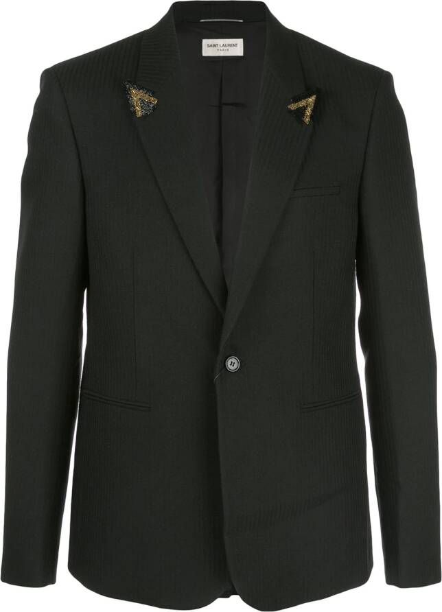 Saint Laurent Getailleerde blazer heren scheerwol 50 Zwart