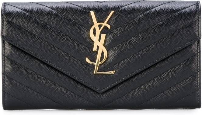Saint Laurent Grote Cassandre matelassé portemonnee met omslag Zwart