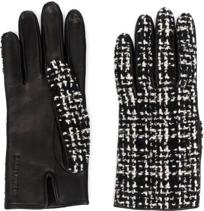 Saint Laurent Handschoenen met tweed vlak Zwart